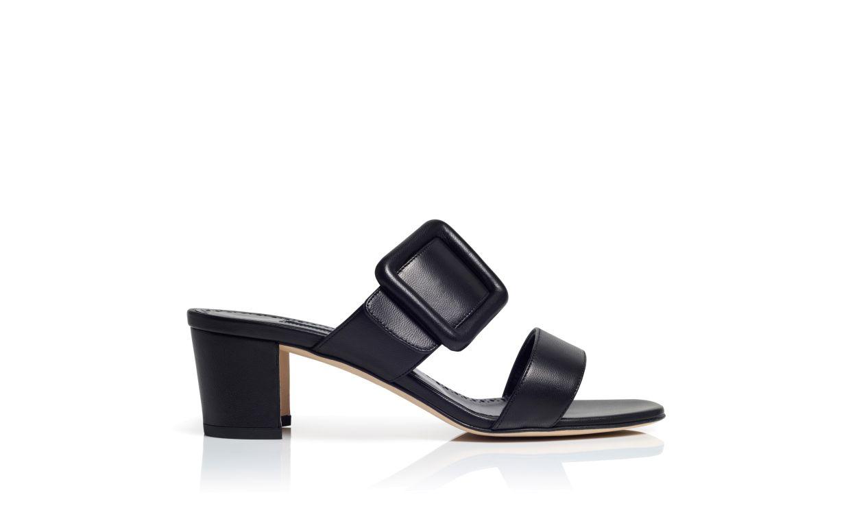TITUBANEW Black Nappa Leather Open Toe Mules Product Image