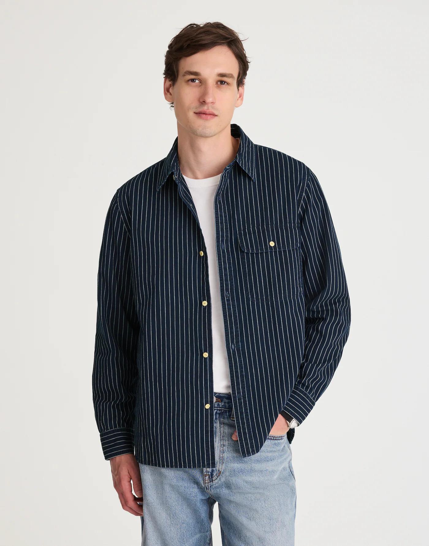 Indigo-Dyed Stripe Work Shirt Product Image