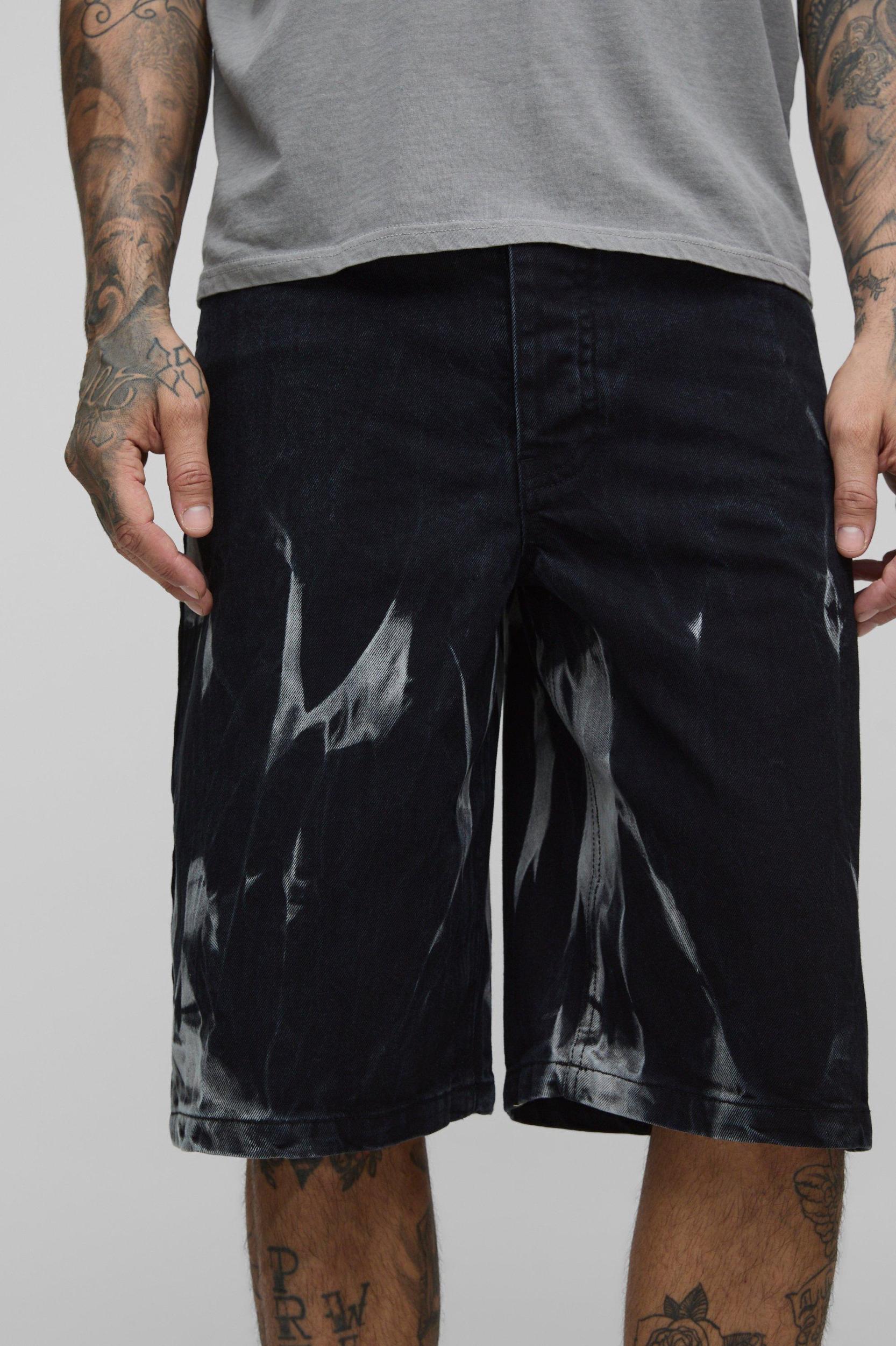 Tall Relaxed Fit Tie Dye Washed Jorts | boohooMAN USA Product Image