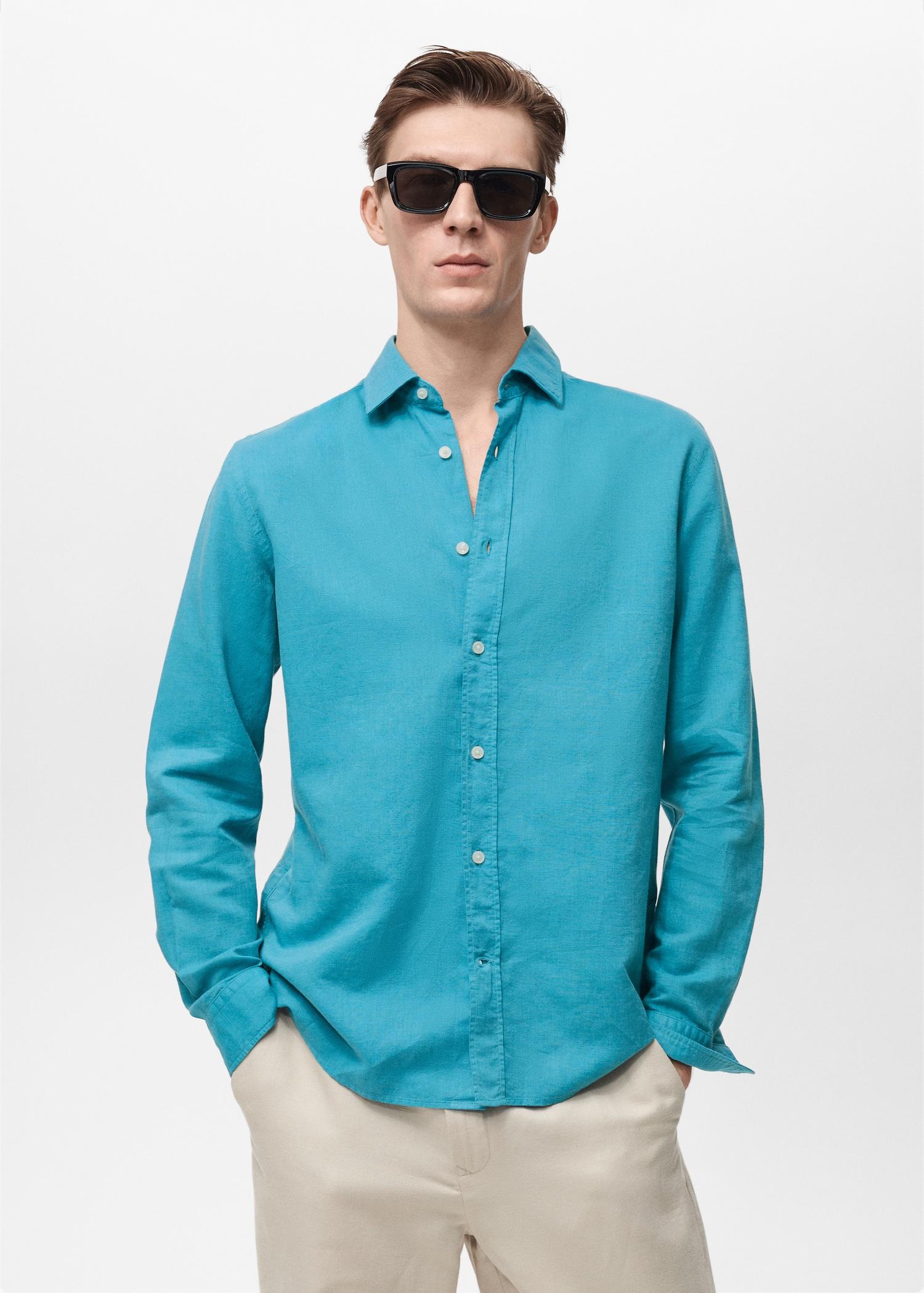 Linen-blend shirt - Men | MANGO USA Product Image