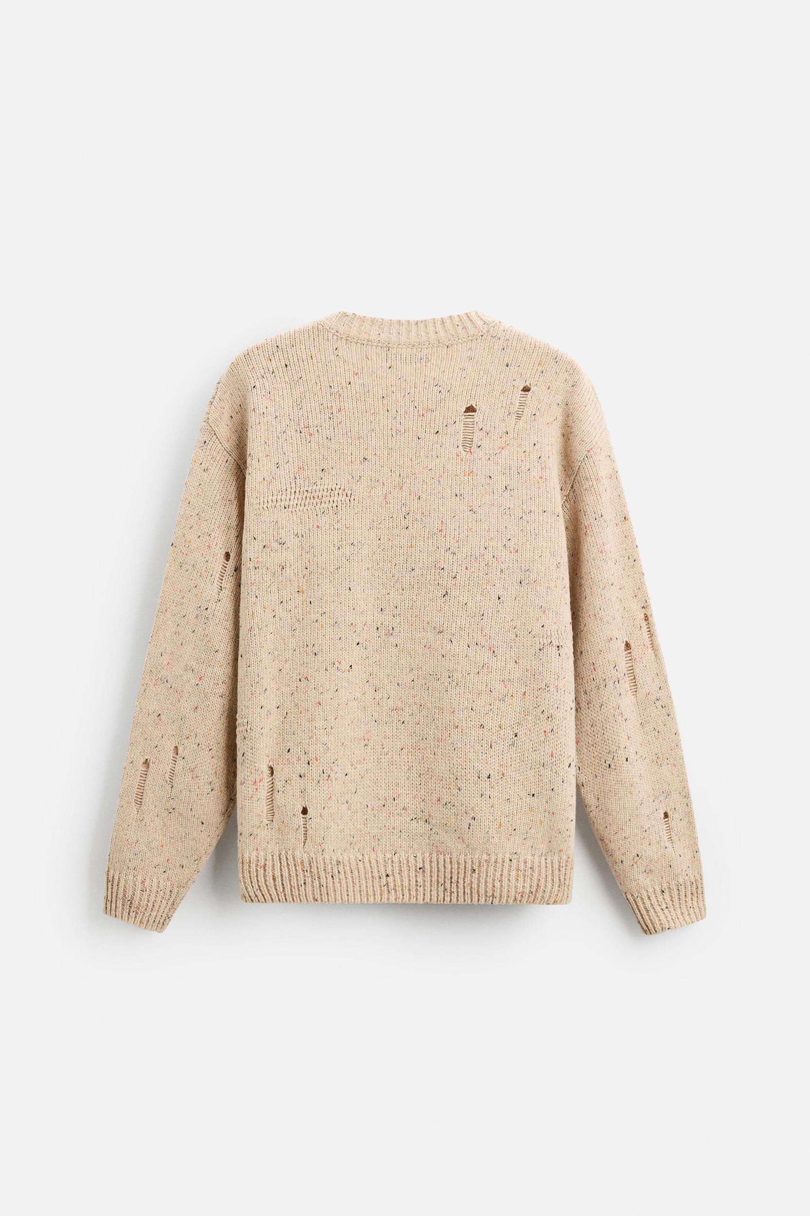 HEATHERED RIPPED EFFECT SWEATER Product Image