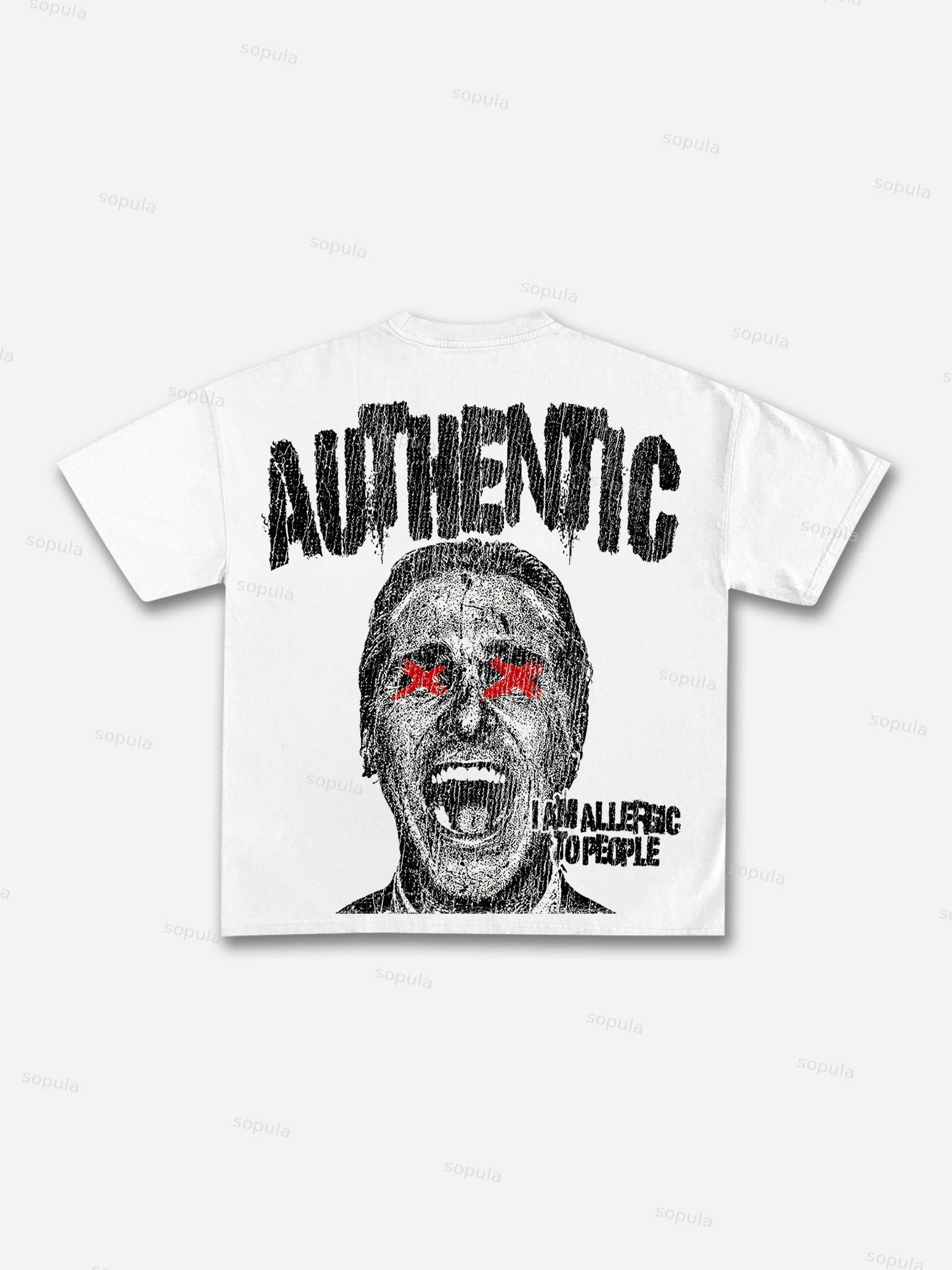 I Am Allergic To People Fun Portrait Print Cotton T-shirt Product Image