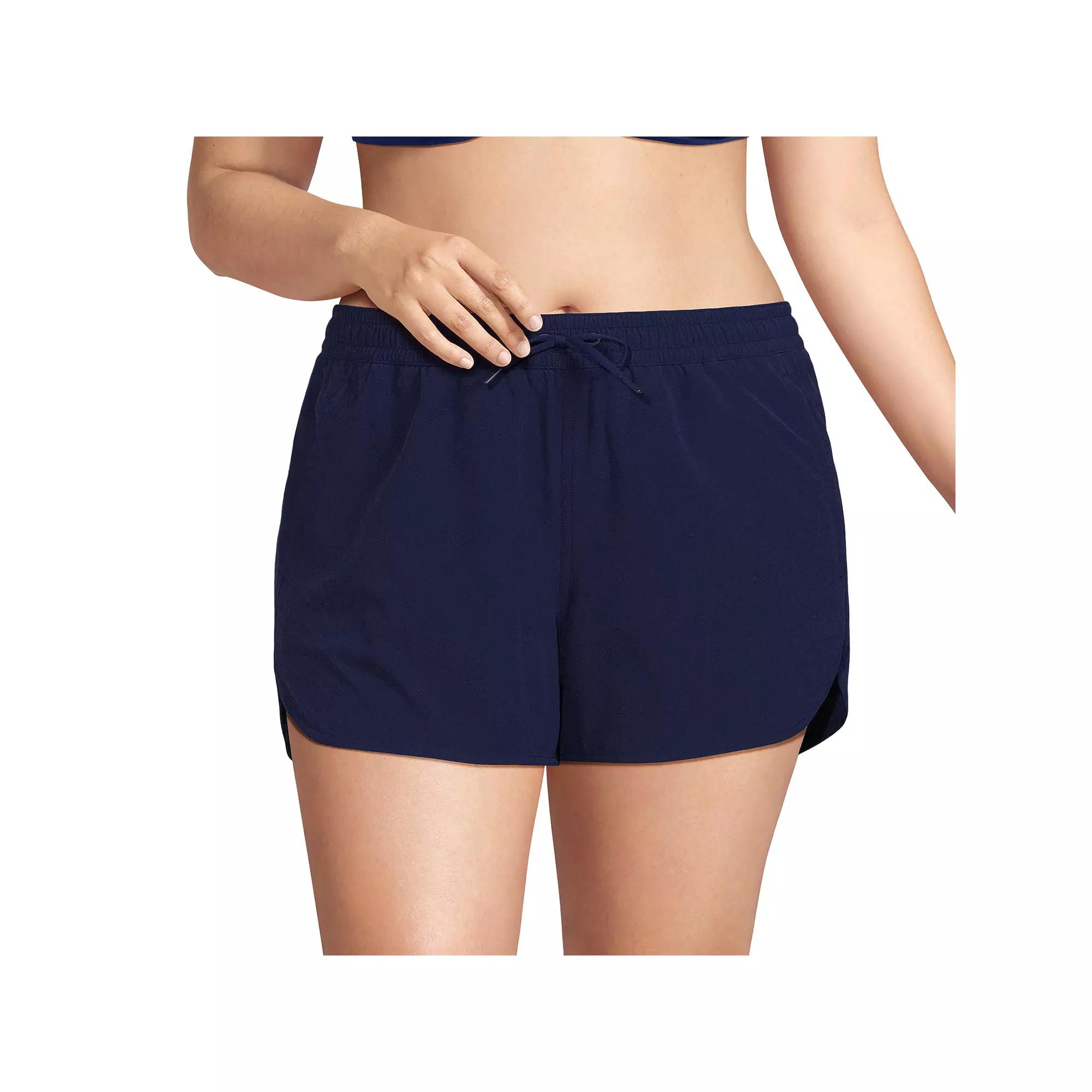 Plus Size Lands' End Woven Packable Swim Cover-up Shorts, Women's, Size: 26 W, Deep  Blue Product Image