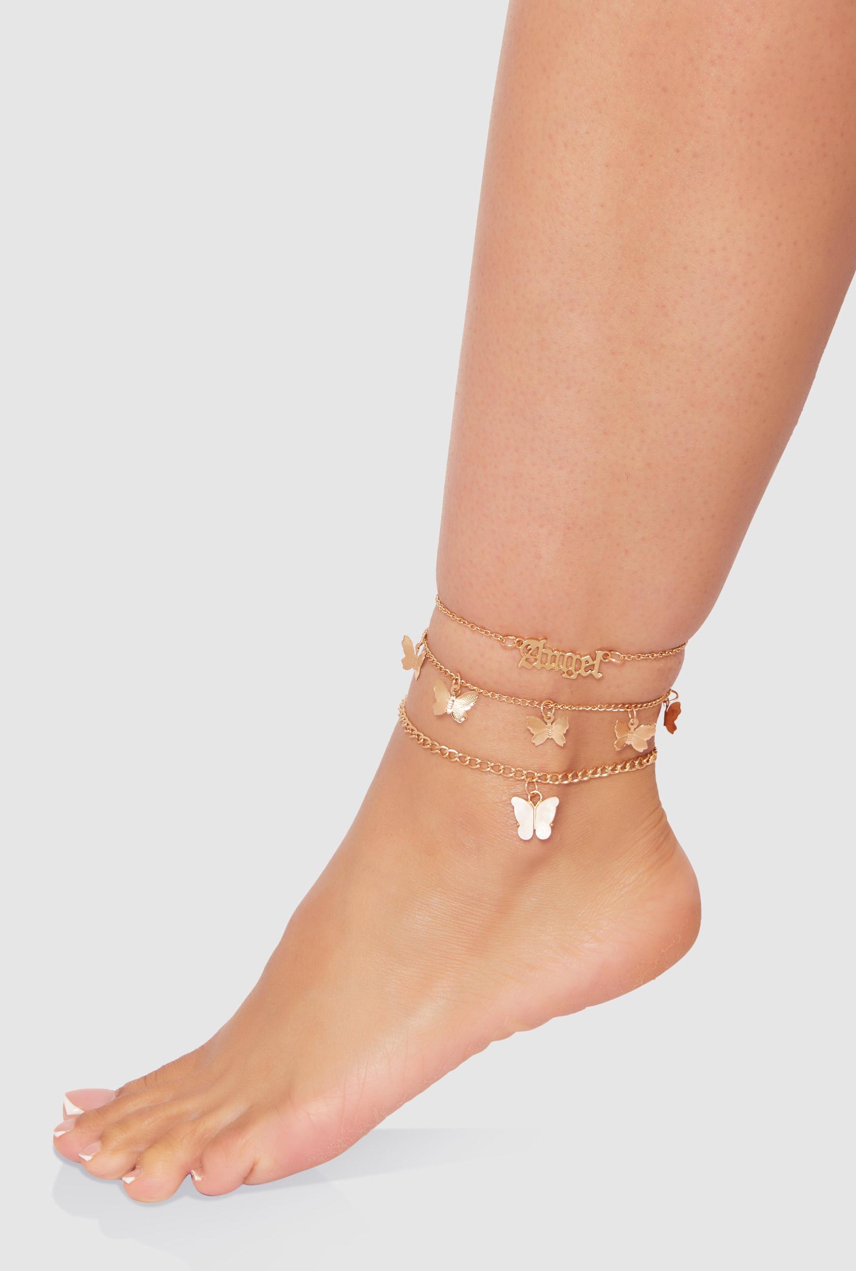 Angel Butterfly Charm Anklet Trio Unisex Product Image