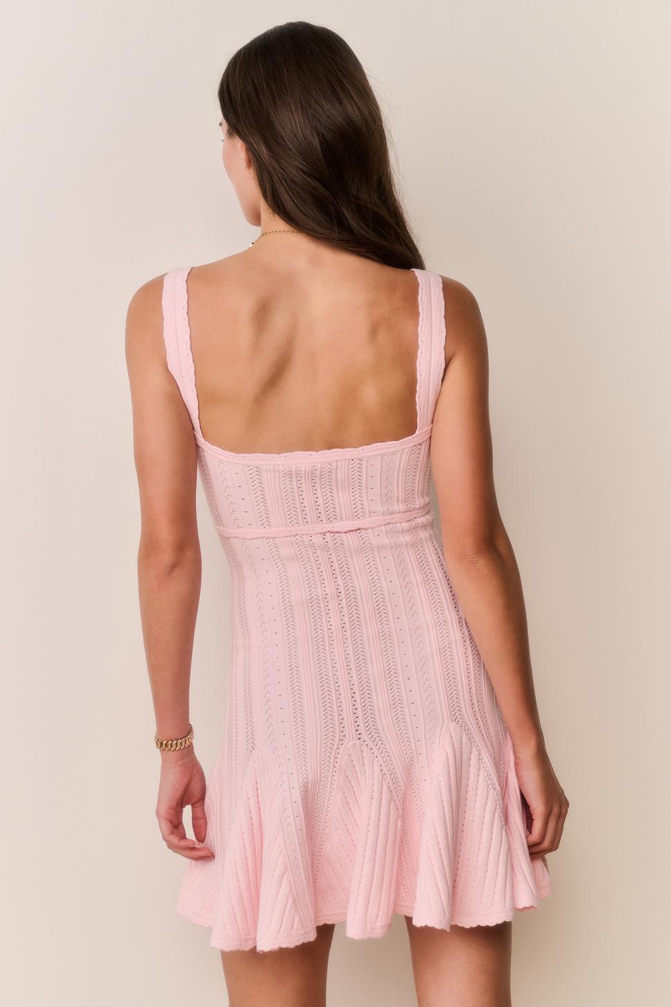Tabatha Stretch Pointelle Mini Dress - PEACH SORBET Product Image