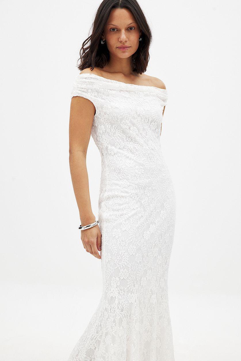 Off Shoulder Midi Lace Dress Product Image