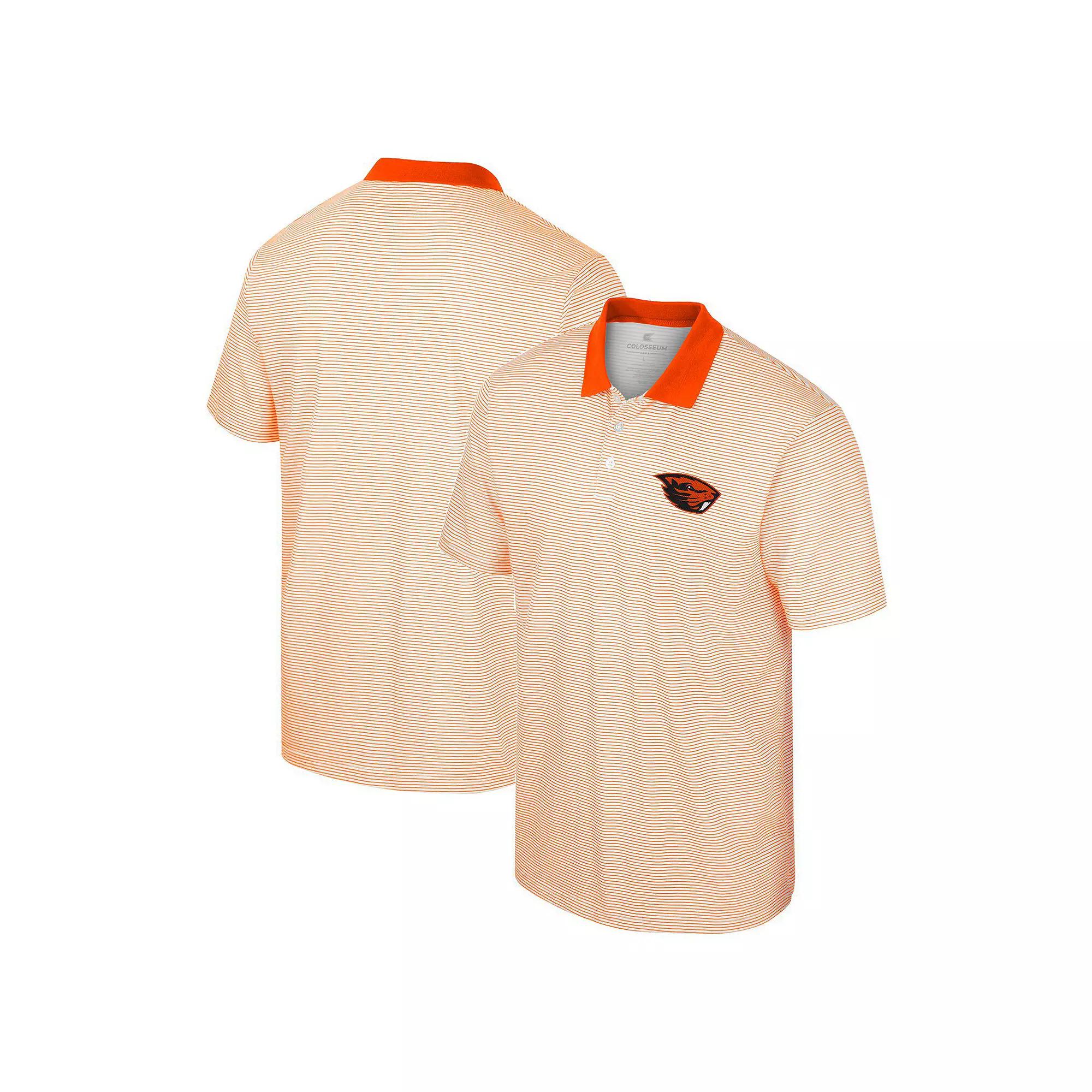 Men's Colosseum White/Orange Oregon State Beavers Print Stripe Polo, Size: XL Product Image