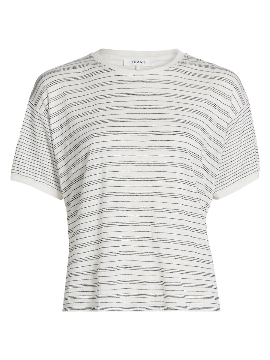 Womens Striped Linen Crewneck T-Shirt Product Image