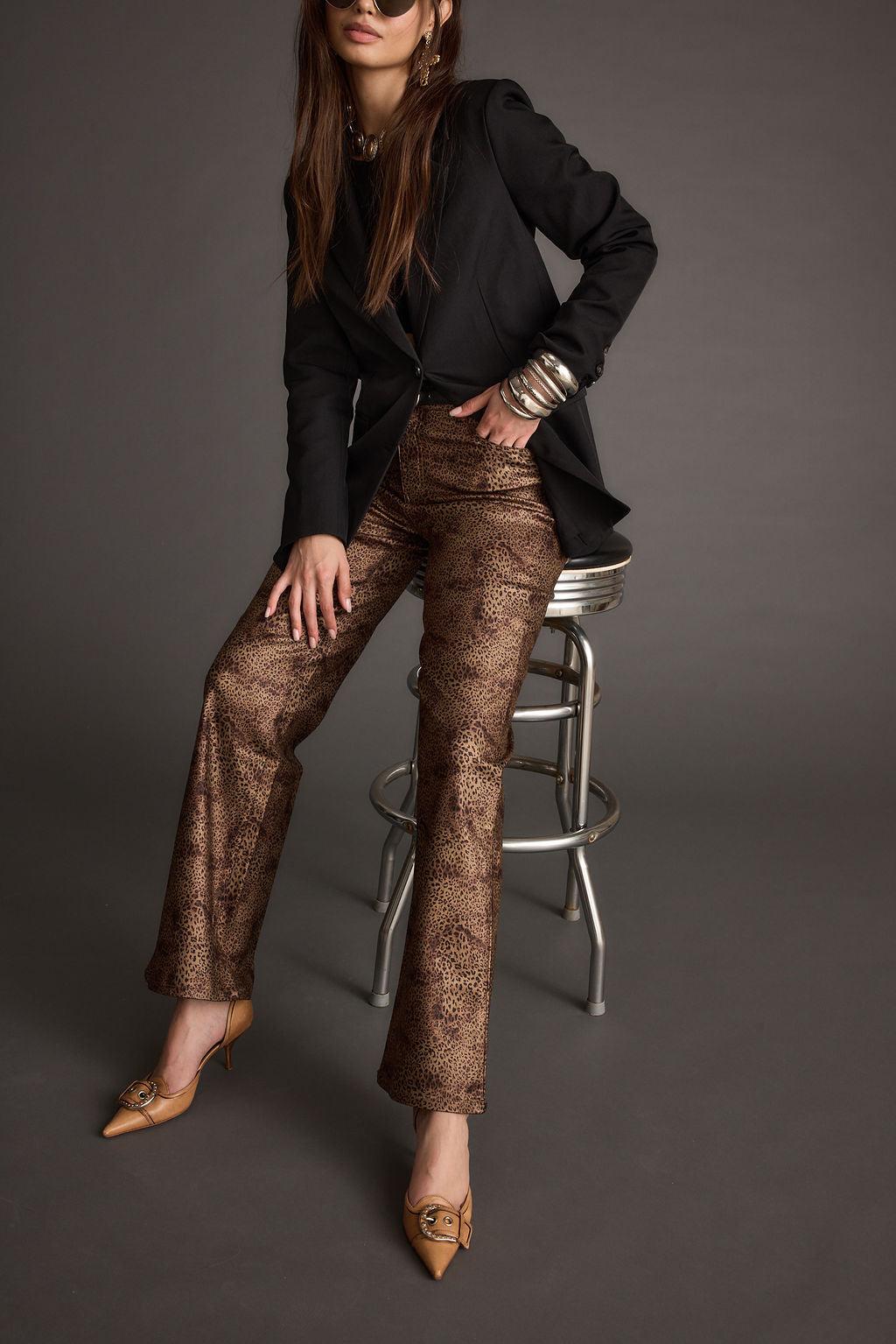 After Hours Coated Leopard Pants Product Image