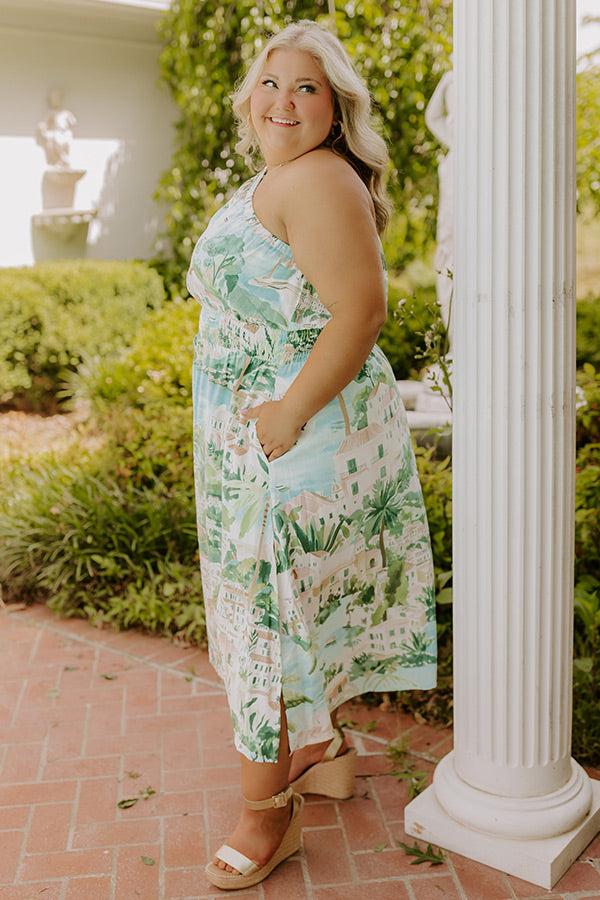 Strolling Through Capri Linen-Blend Midi Dress Curves Product Image