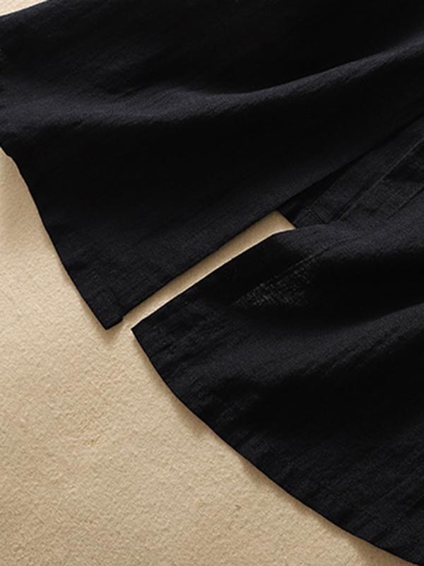 Loose Sleeveless Buttoned Solid Color V-Neck Vest Top Product Image