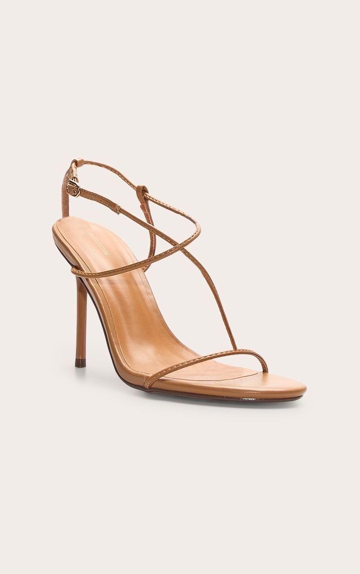 Tan Pu Round Toe Strappy High Stiletto Heeled Sandals Product Image