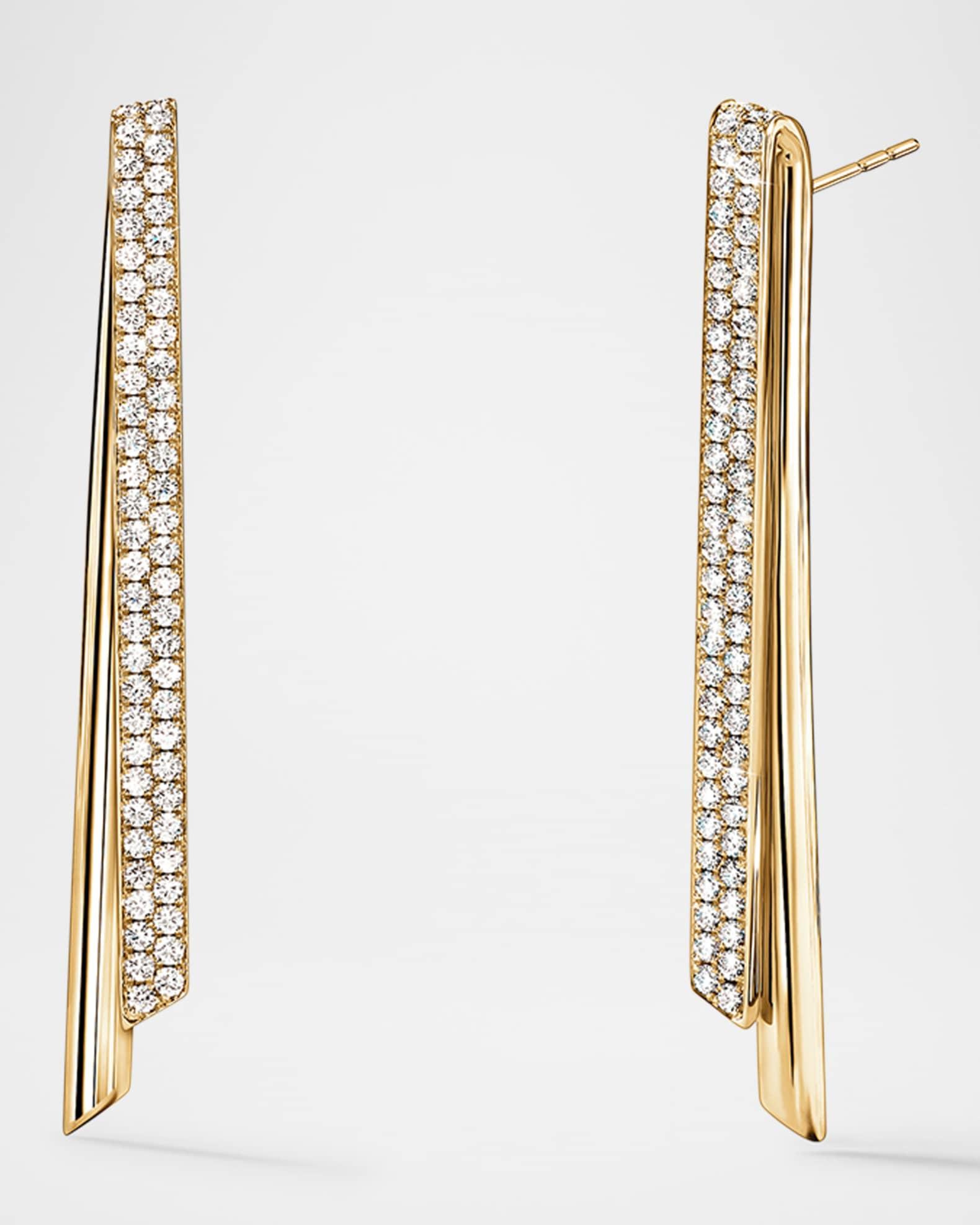 18K Yellow Gold Inside Out Diamond Flip Drop Earrings Product Image
