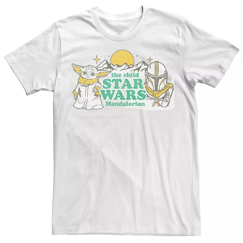 Men's Star Wars The Mandalorioan Throw Back Child Grogu & Mando Tee,  Product Image