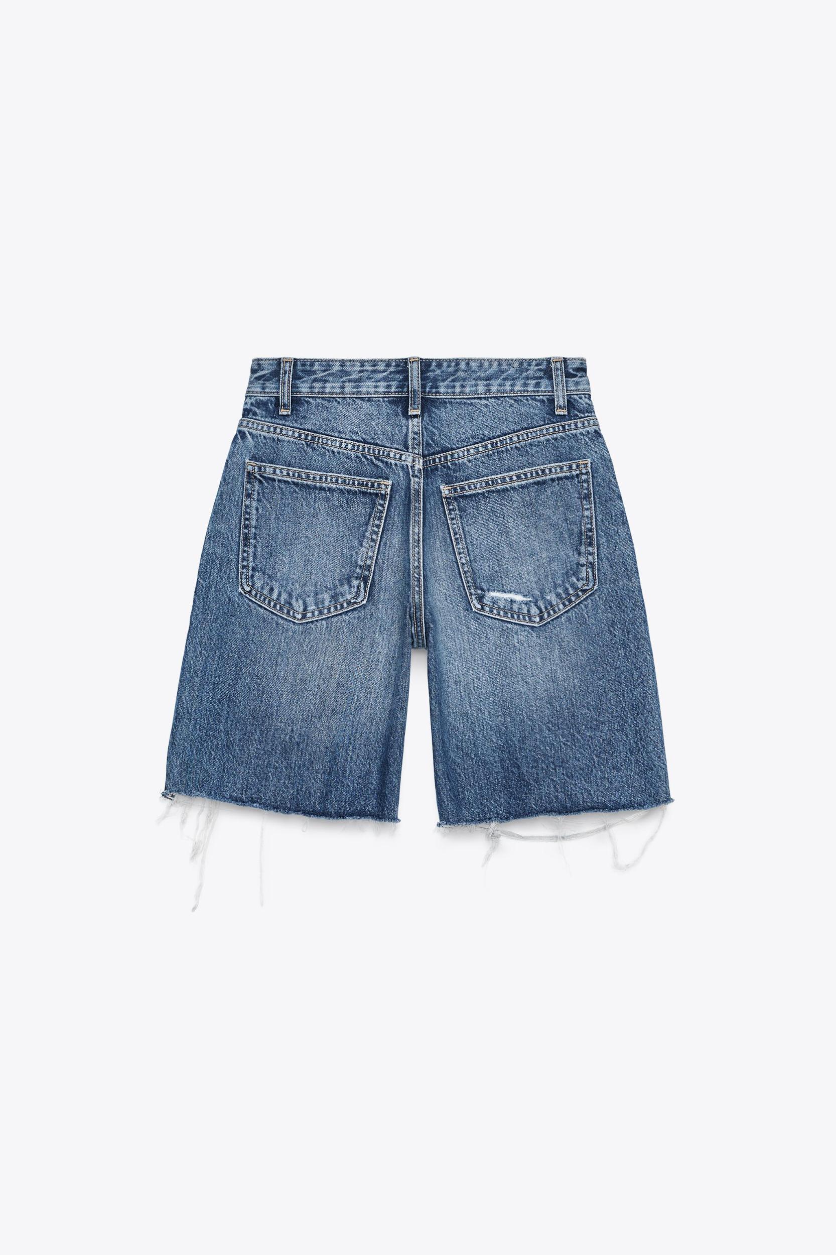 MID-RISE RIPPED TRF DENIM SHORTS Product Image