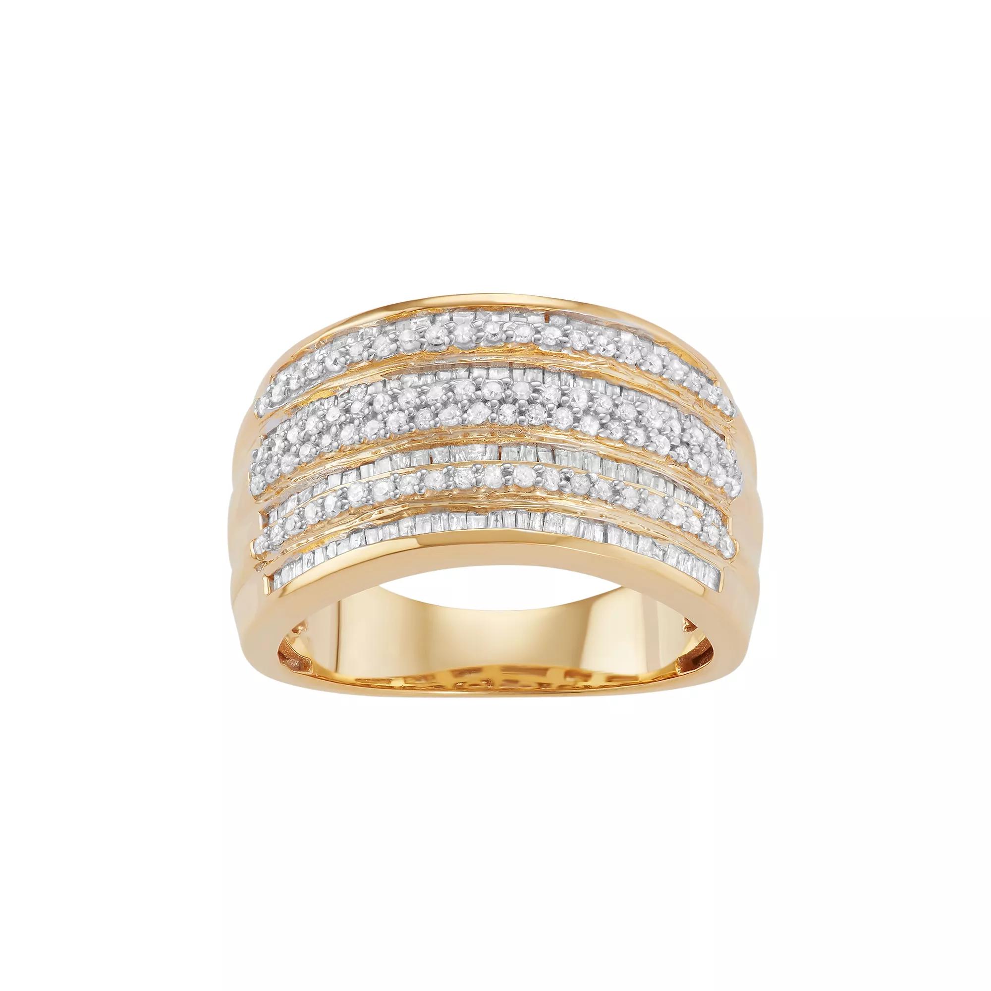 Jewelexcess Sterling Silver 1 Carat T.W. Diamond Multirow Ring, Women's,  Product Image