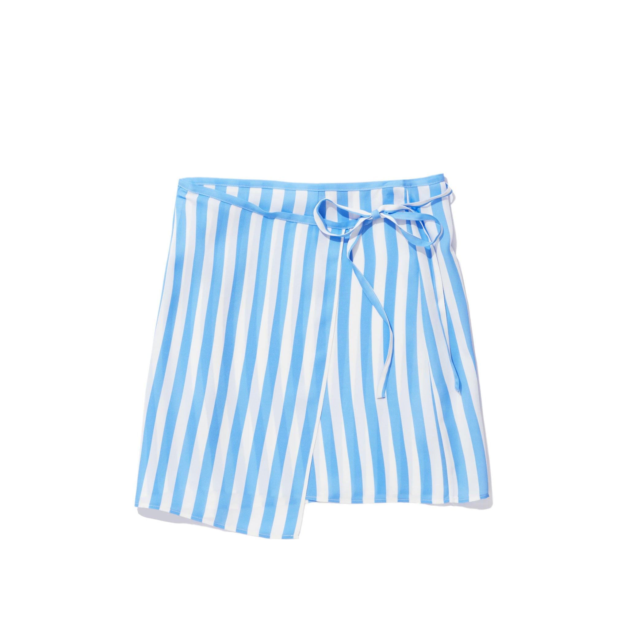 The Silk Wrap Skirt - White/Blue Female Product Image