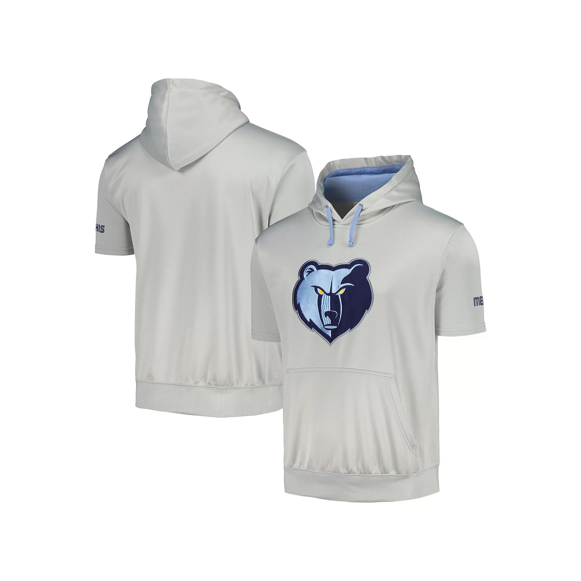 Men's Fanatics Branded Silver/Light Blue Memphis Grizzlies Short Sleeve Pullover Hoodie,  Product Image