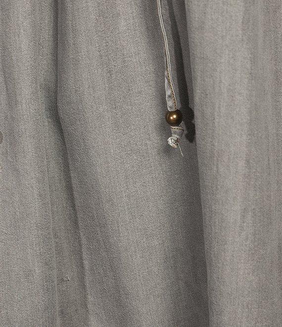 Multiples Plus Size Embroidered Band Collar 3/4 Sleeve Fringe Hem Top Product Image