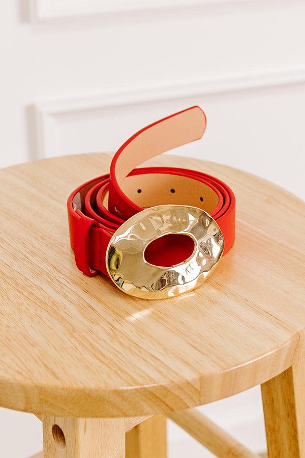 Luxe Lifestyle Faux Leather Belt in Red Product Image