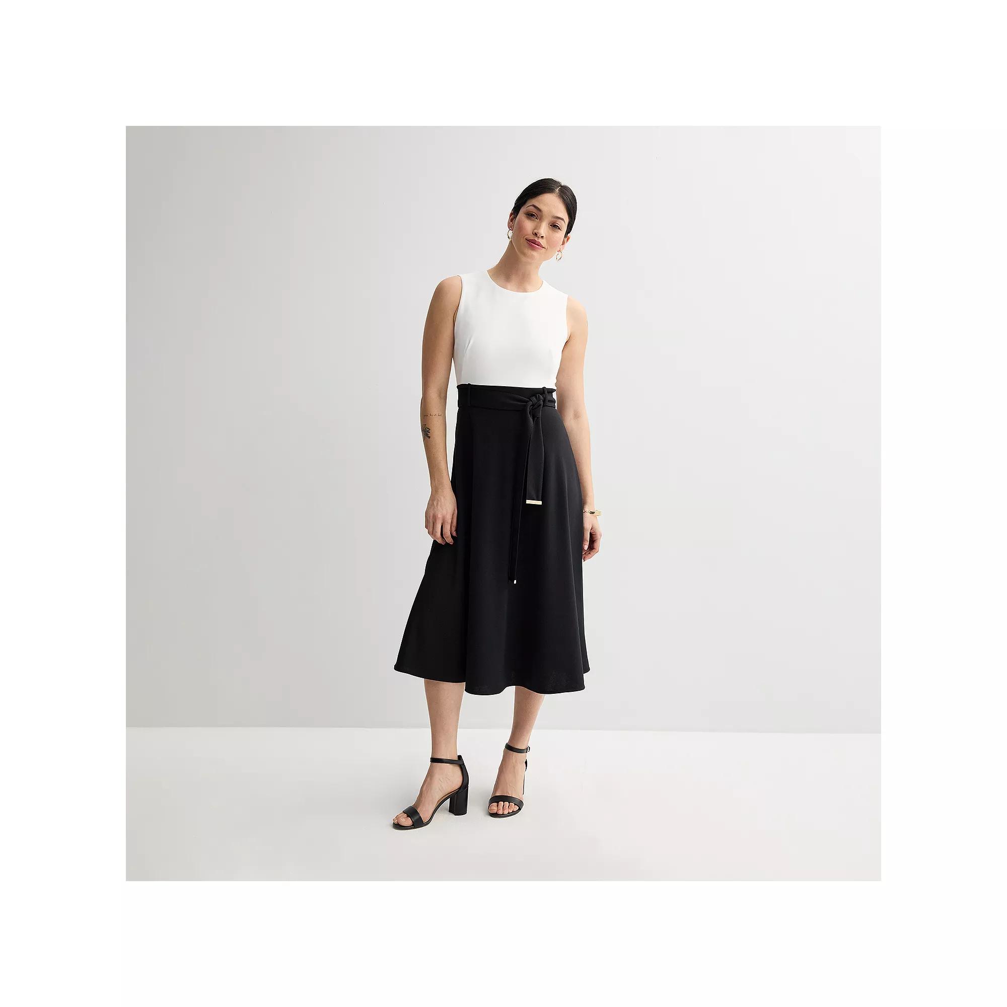 Women's Andrew Marc Colorblock Midi Dress, Size: 8, Black White Product Image