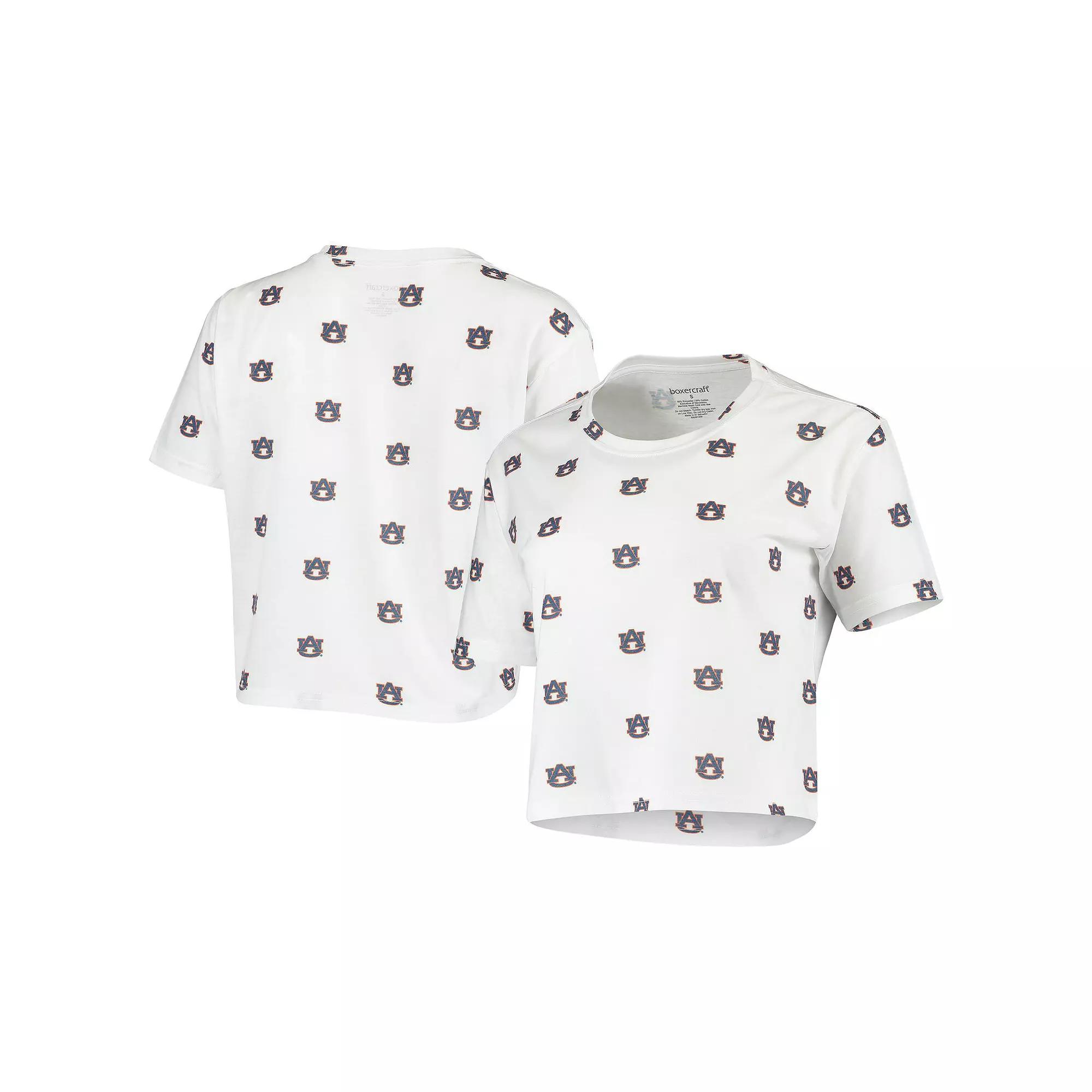 Women's White Auburn Tigers Cropped Allover Print T-Shirt, Size: 2XL Product Image