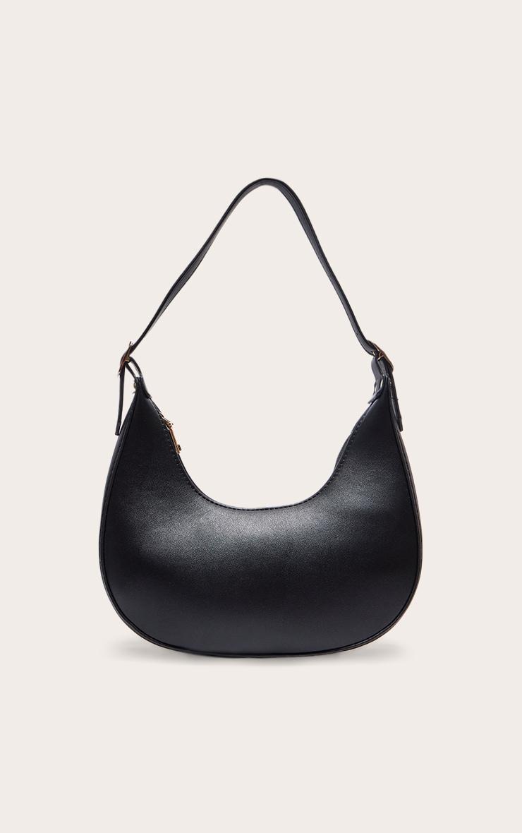 Black Curved PU Shoulder Bag Product Image
