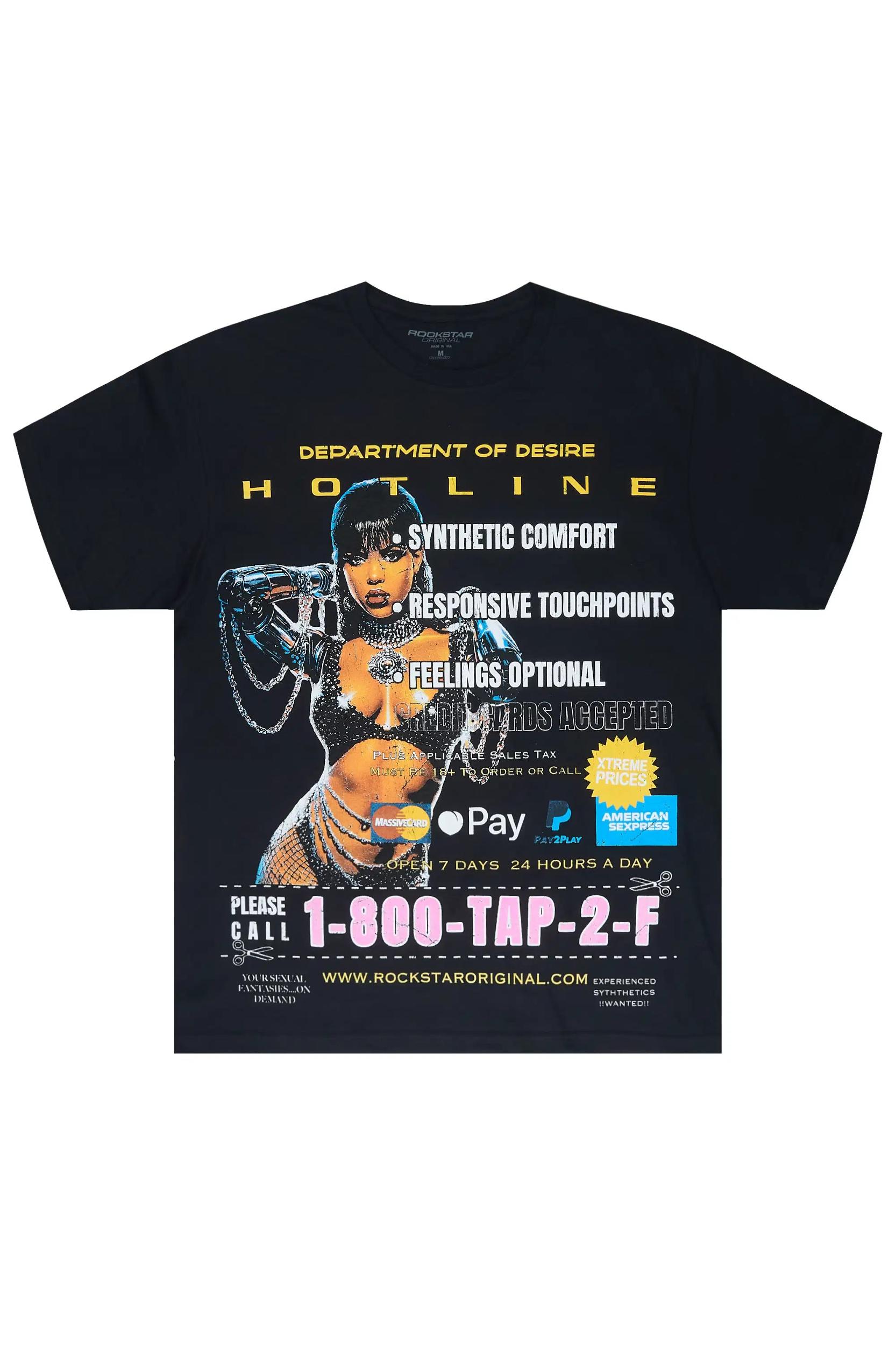 Druze Black Oversized Graphic T-Shirt Male Product Image