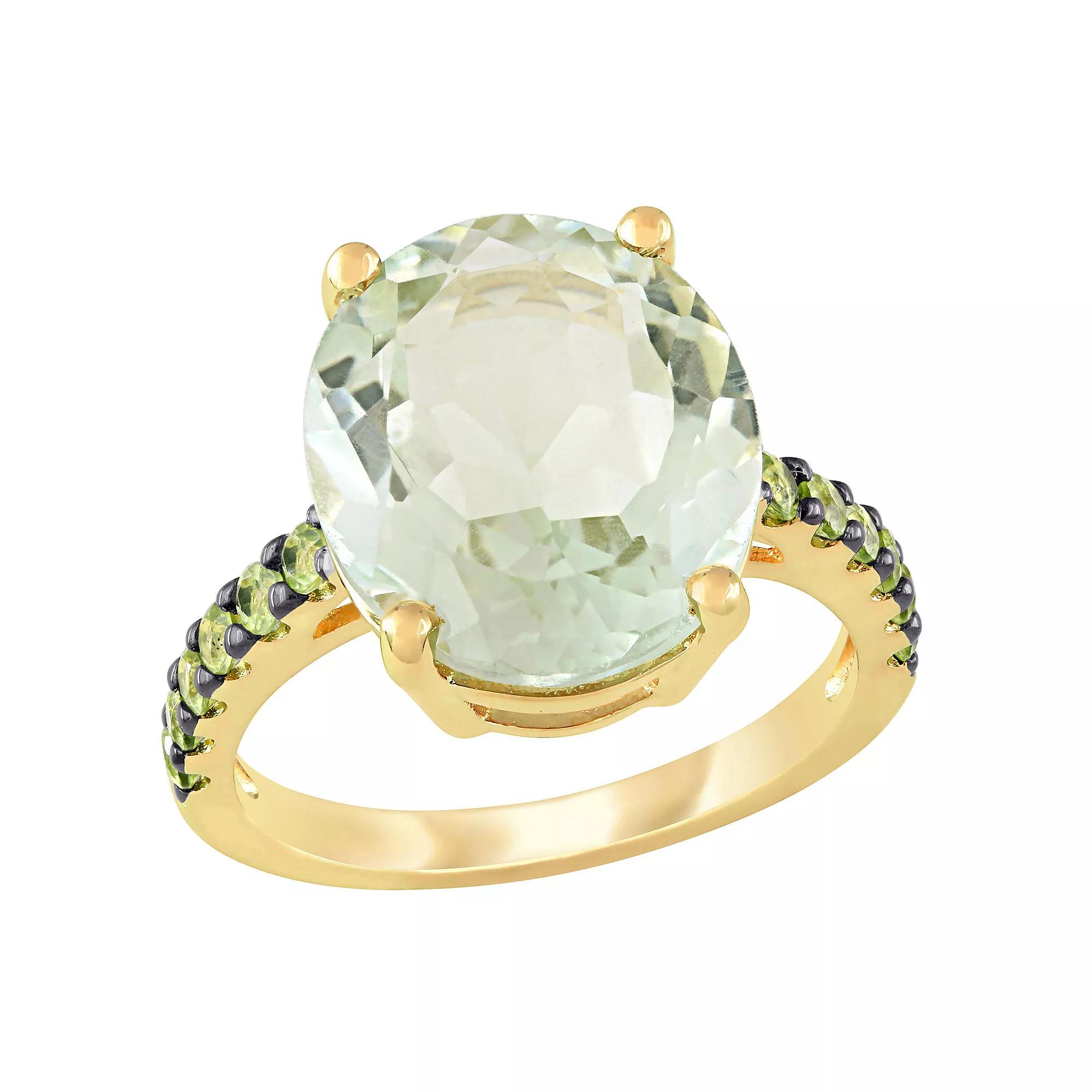 Stella Grace 18K Gold Over Silver Green Quartz & Peridot Cocktail Ring, Women's, Gold Tone Product Image