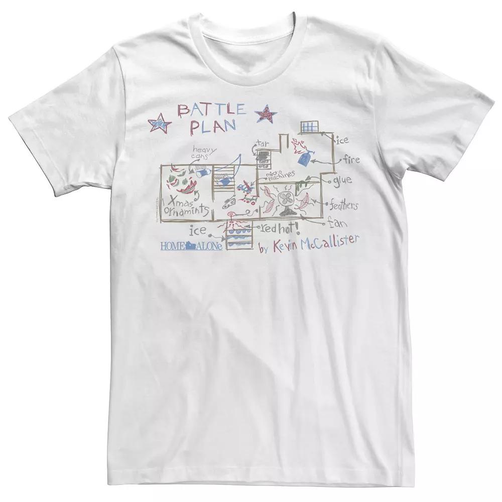 Men's Home Alone Battle Plan By Kevin McCallister Sketch Tee, Size: Large, White Product Image