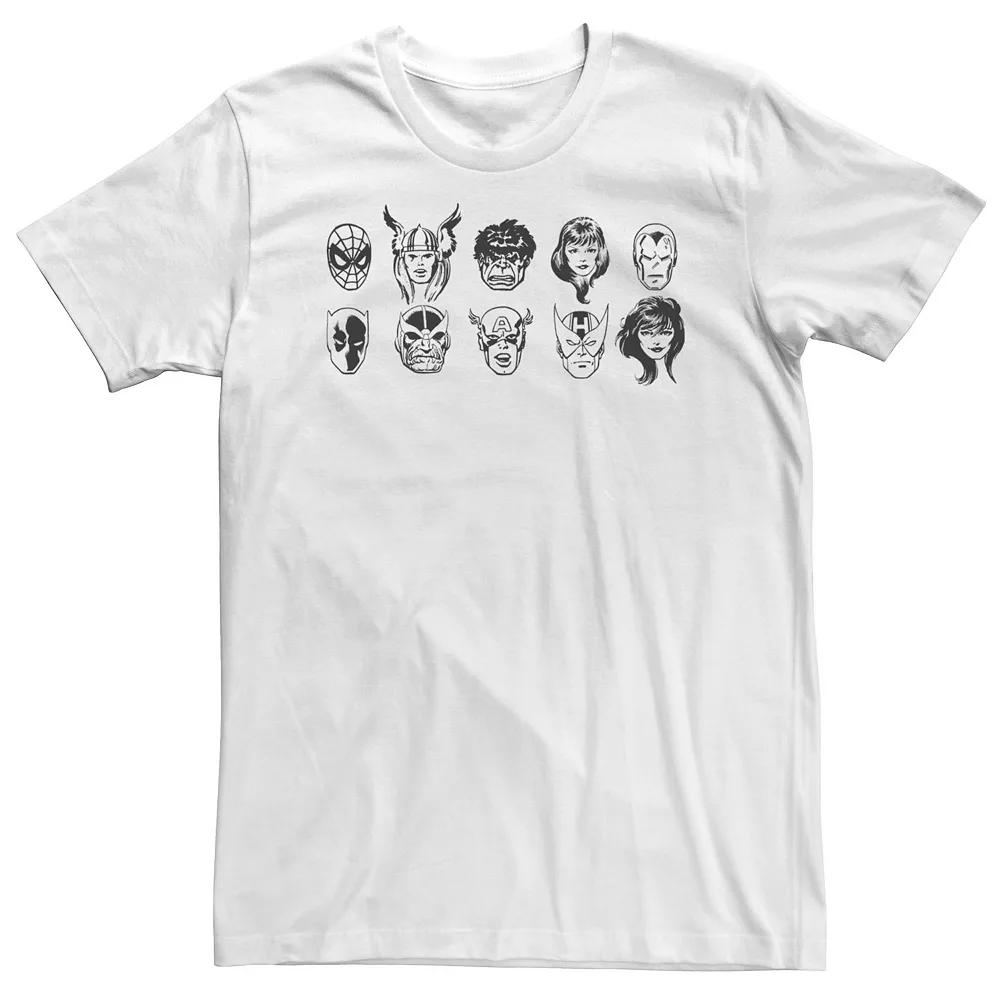 Big & Tall Marvel Character Lineup Heads Sketch Tee, Men's,  Product Image