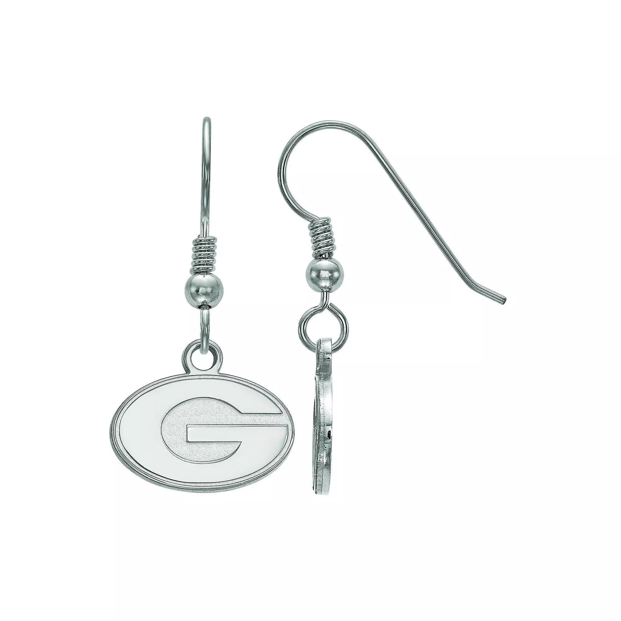 LogoArt Georgia Bulldogs Sterling Silver Rhodium Plated Dangle Earrings, Women's, Size: 29 mm, 14k Whgold Product Image