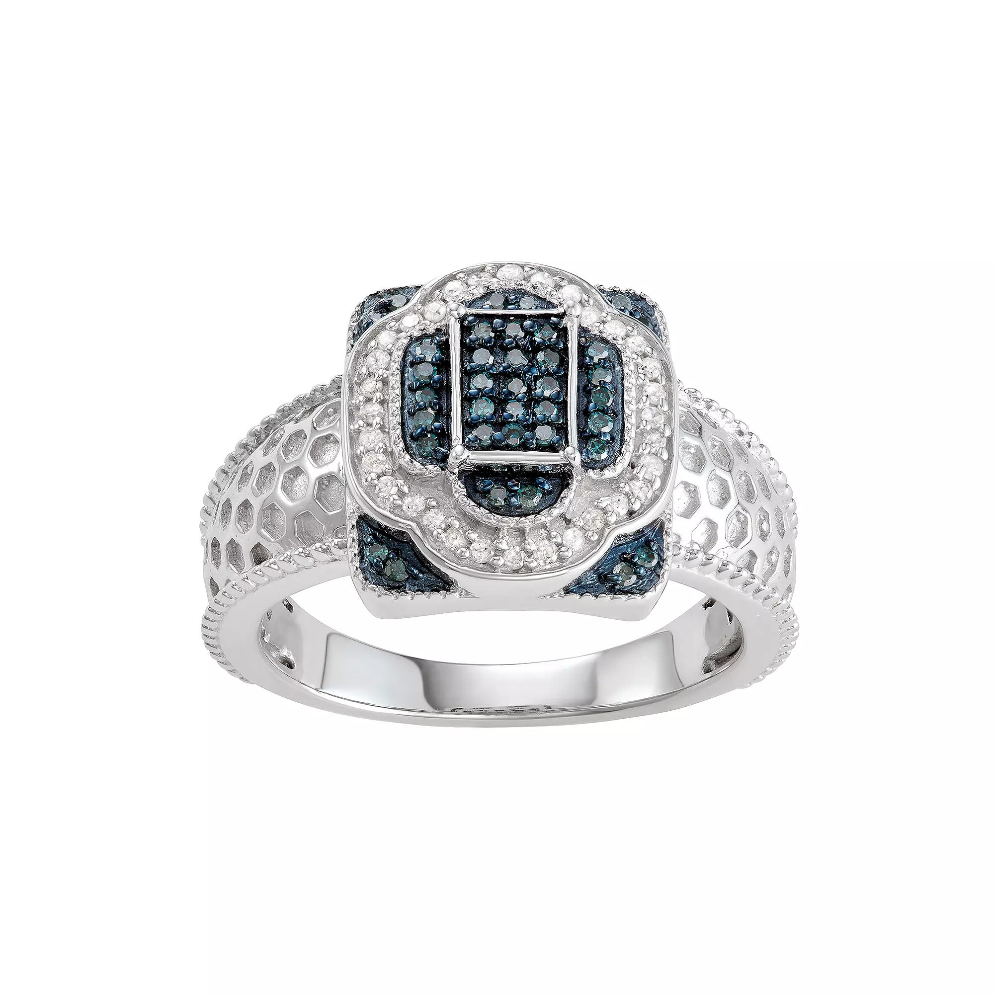 Jewelexcess Sterling Silver 1/4 C.T. Blue & White Diamond Layering Ring, Women's, Size: 8, Silvertone Product Image