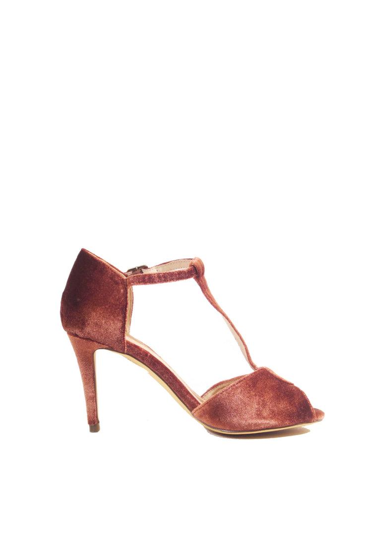 Blondie T-Strap Velvet Heels Product Image