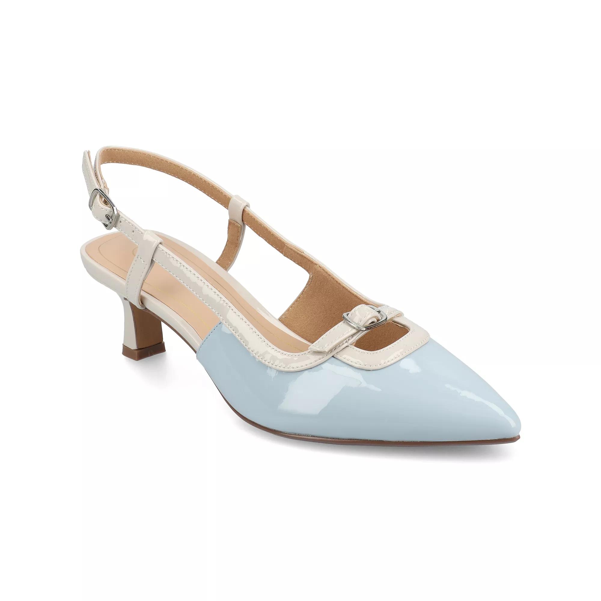 Journee Padma Women's Pointed Toe Kitten Heel Slingback Pumps,  Product Image