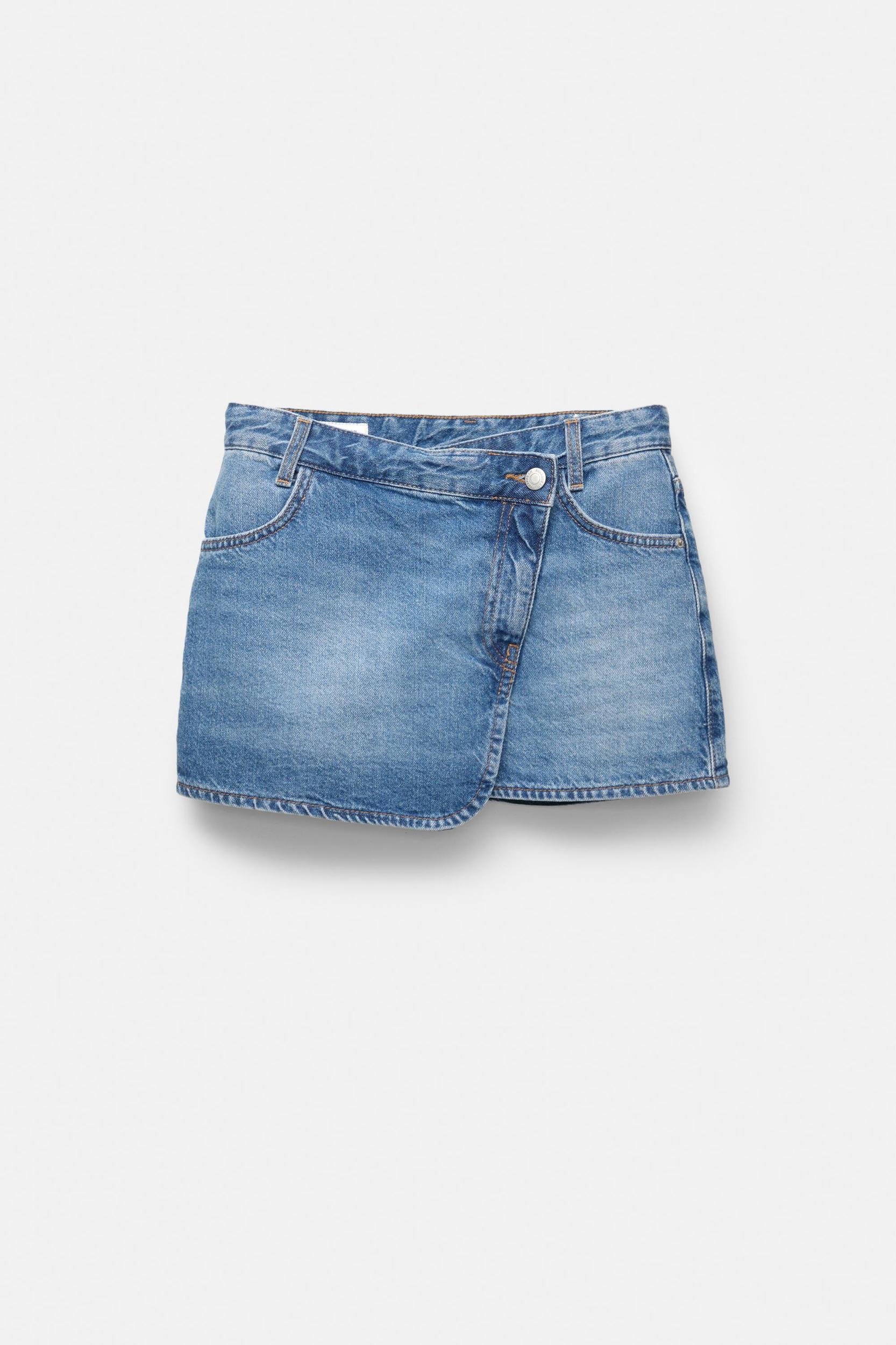 Crossover denim mini skirt Product Image