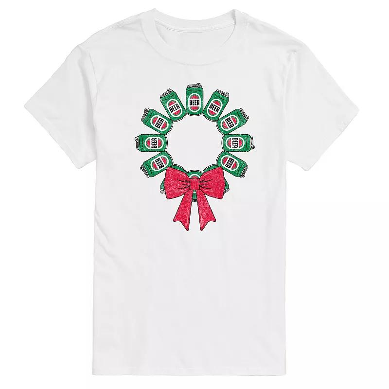 Men's Beer Christmas Wreath Graphic Tee,  Product Image