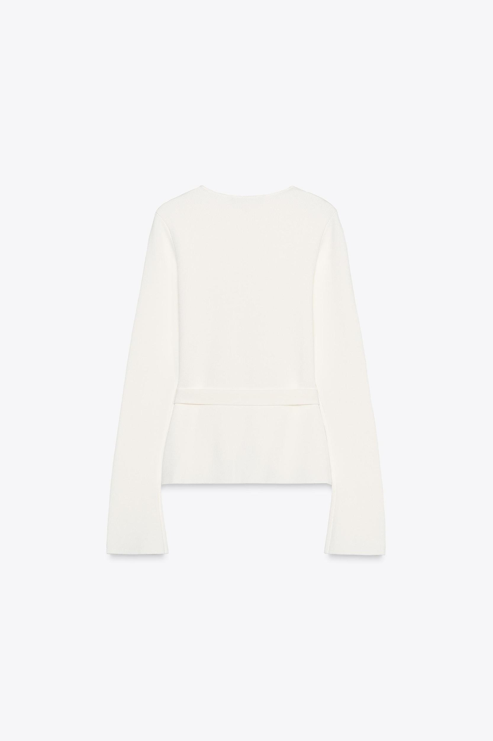 BELTED PLAIN KNIT JACKET Product Image