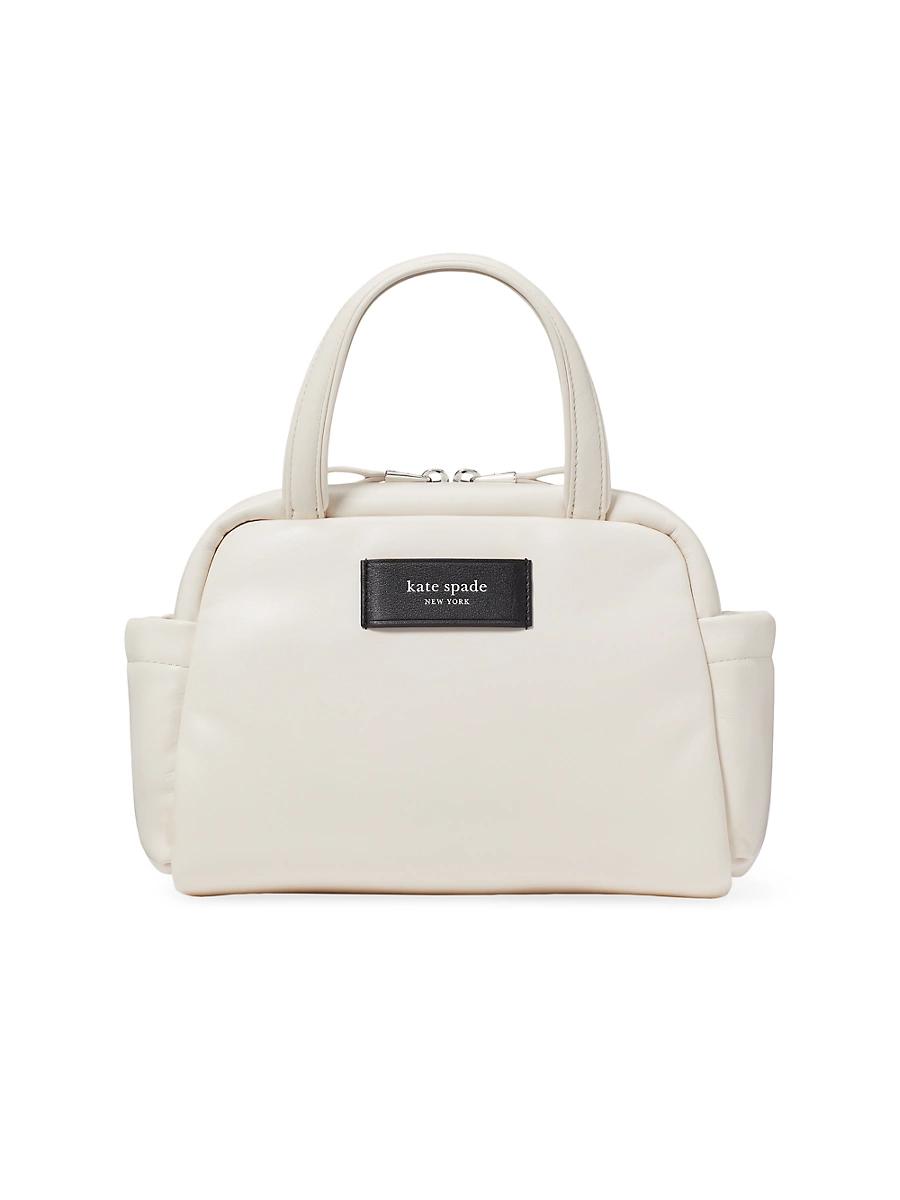 Womens Puffed Smooth Leather Satchel Product Image