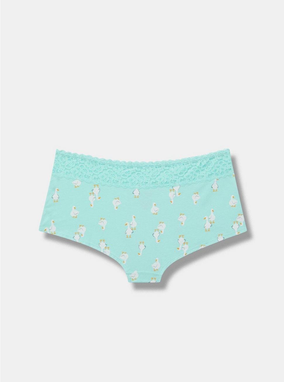 Cotton Mid-Rise Lace Trim Boyshort Panty Product Image