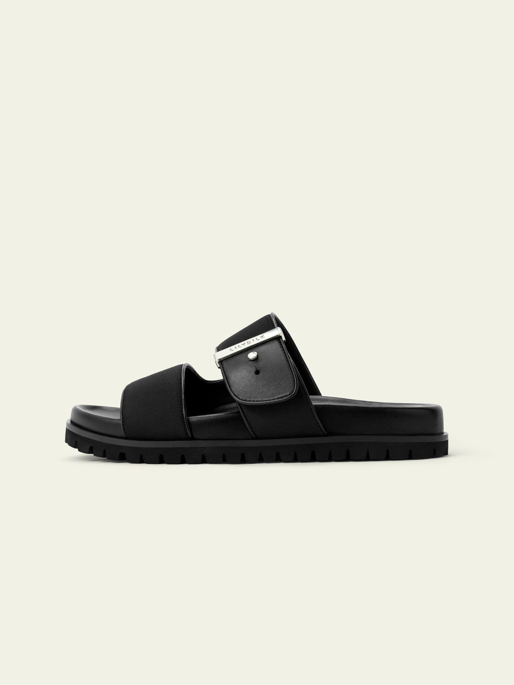 Silk Charmeuse Double-Strap Flat Sandals Product Image