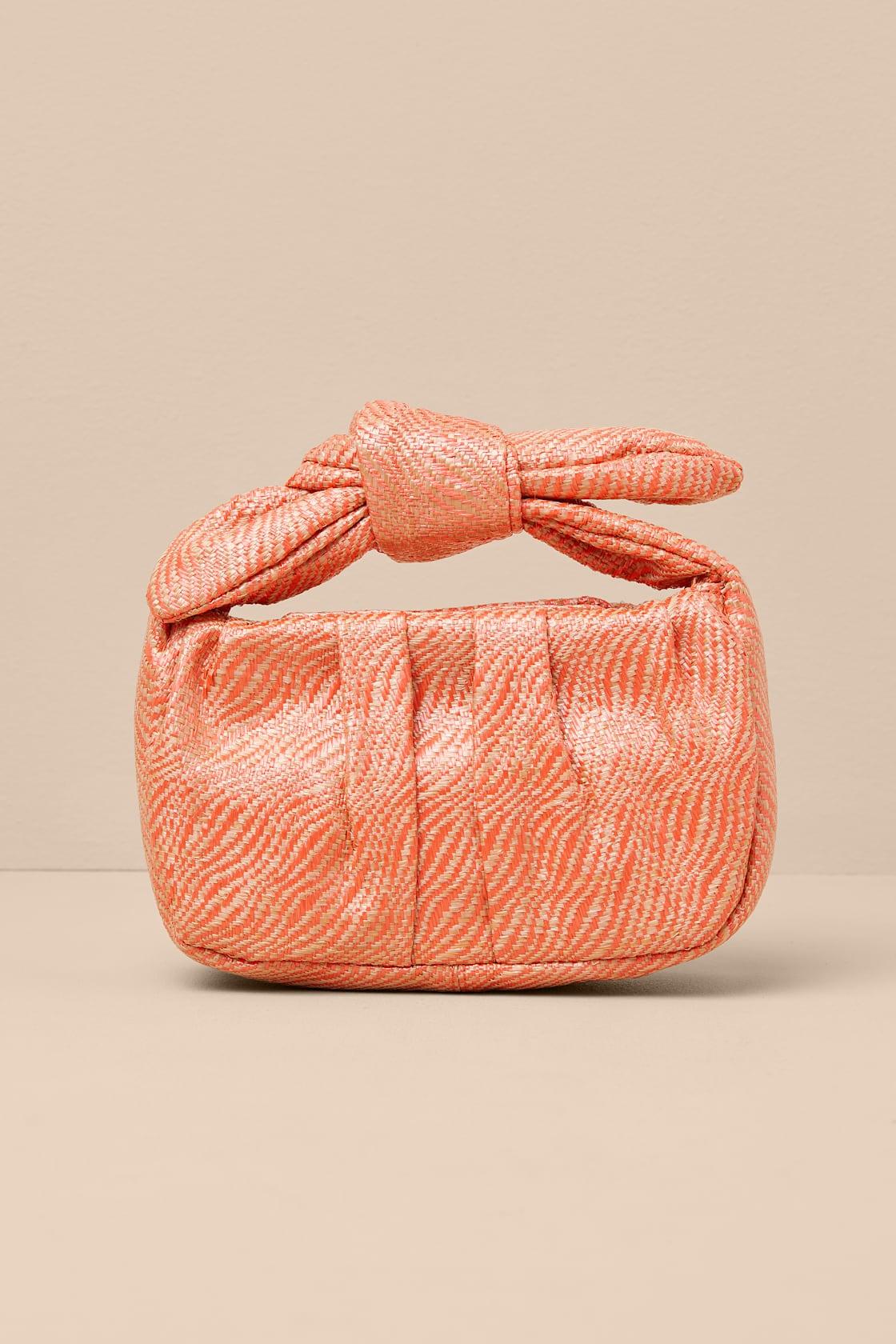 Essential Style Orange Striped Woven Knot Handle Clutch Bag Product Image