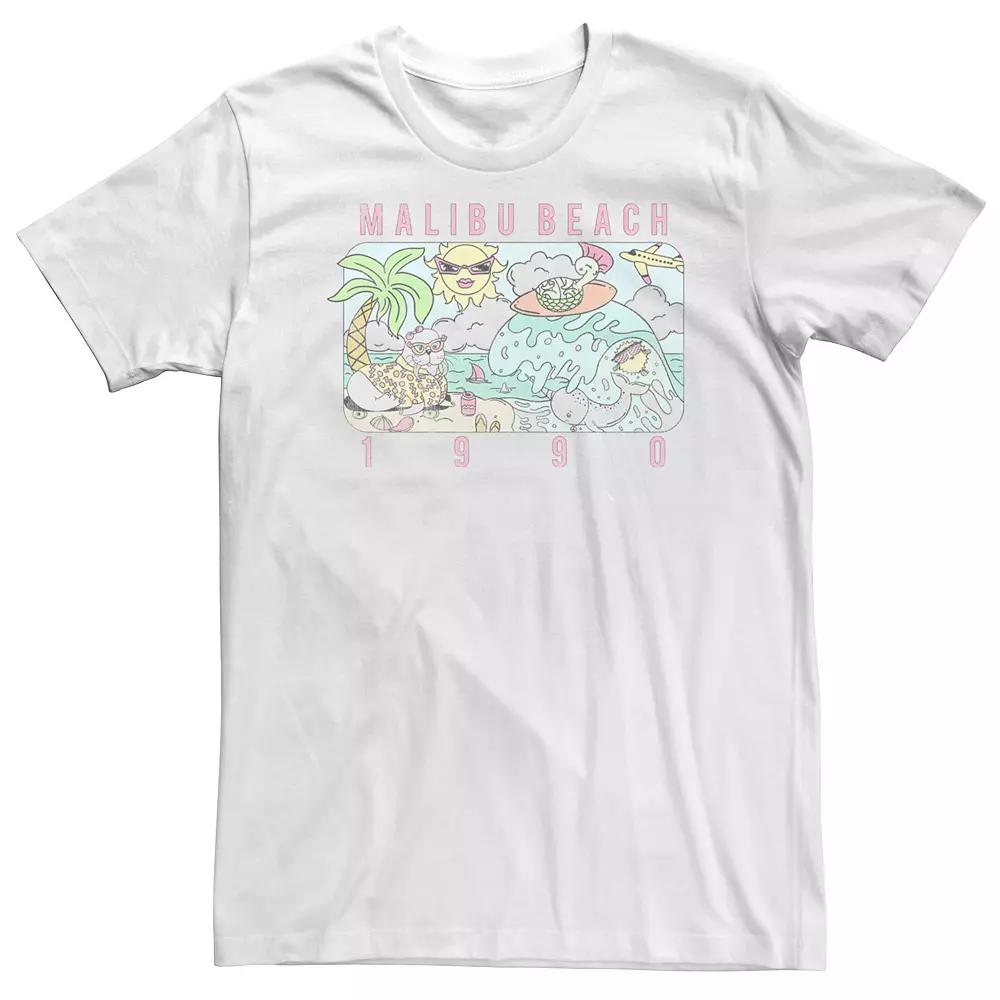 Big & Tall Malibu Beach 1990 Retro Cartoon Tee, Men's,  Product Image