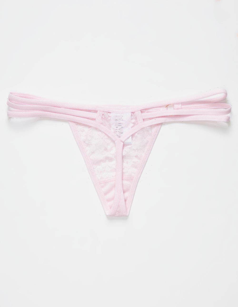 FULL TILT Strappy Side Lace Thong - DARK PURPLE Product Image