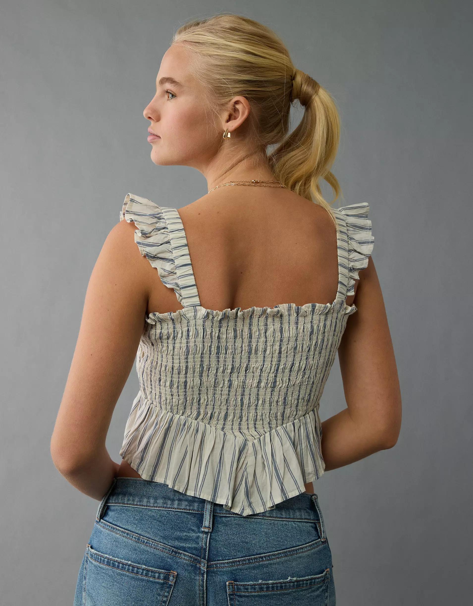 AE Bella Smocked Crop Top Product Image