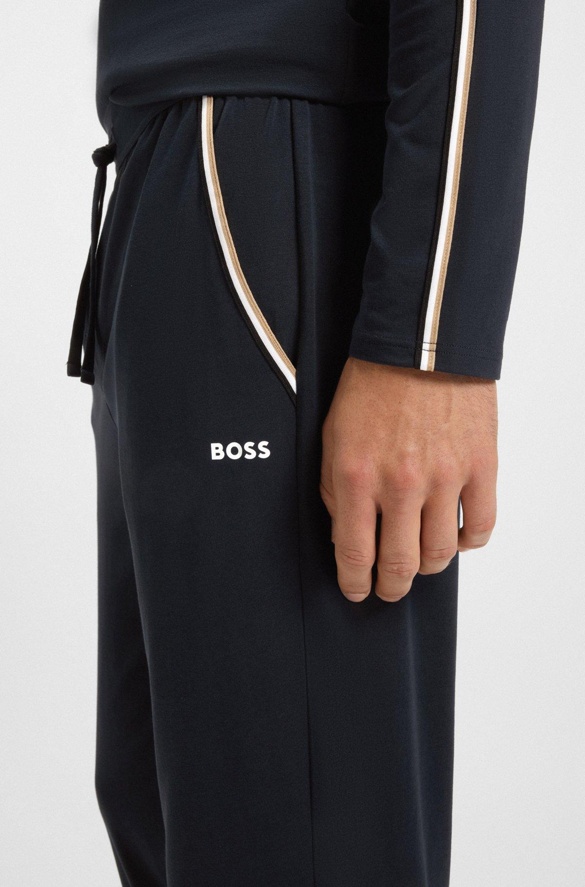 Pajama bottoms in stretch cotton with tape trims Product Image