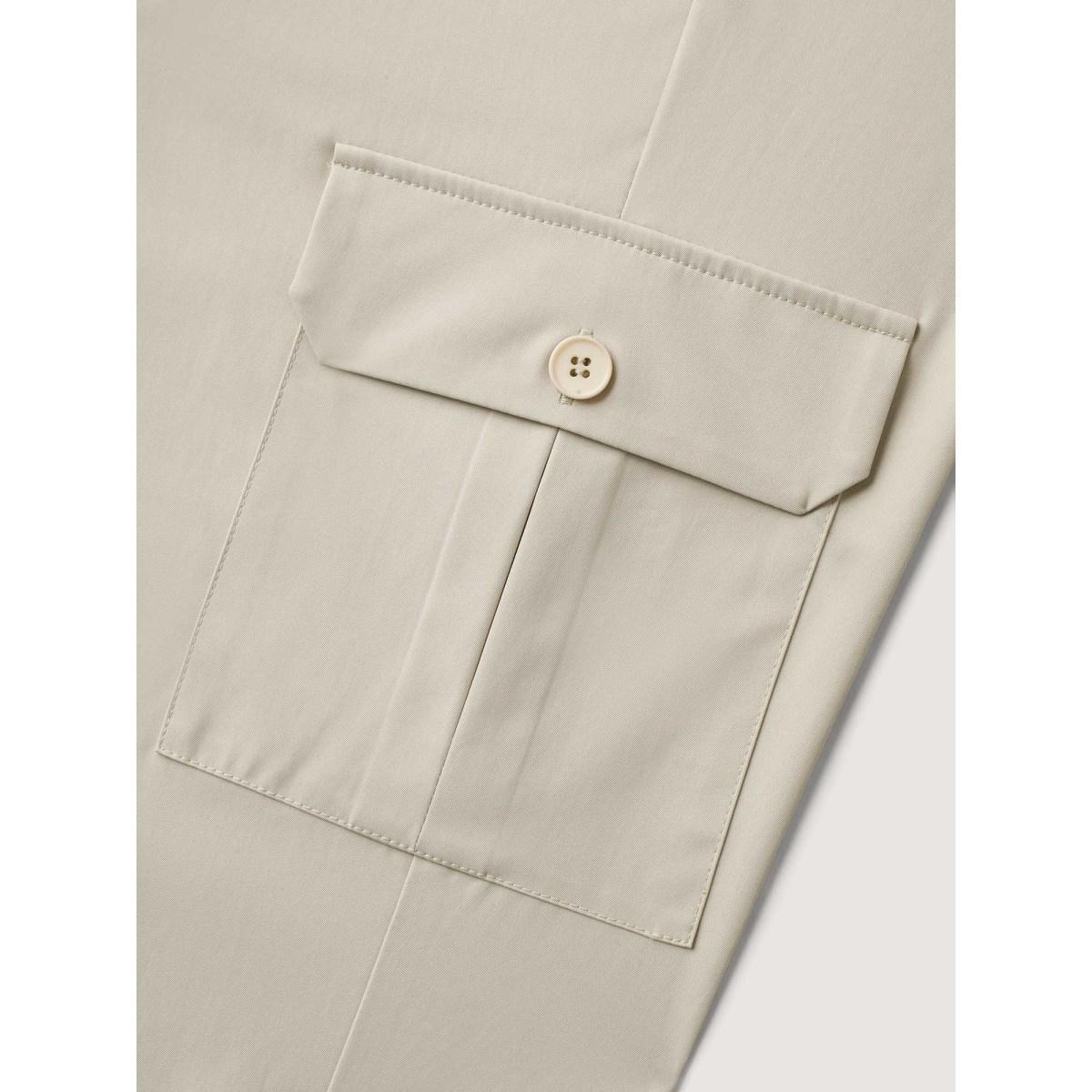 Plus Size Waist Drawstring Pockets Straight-Leg Pants Women Champagne Casual Straight Leg Mid Rise Casual Pants BloomChic 30/6X Product Image