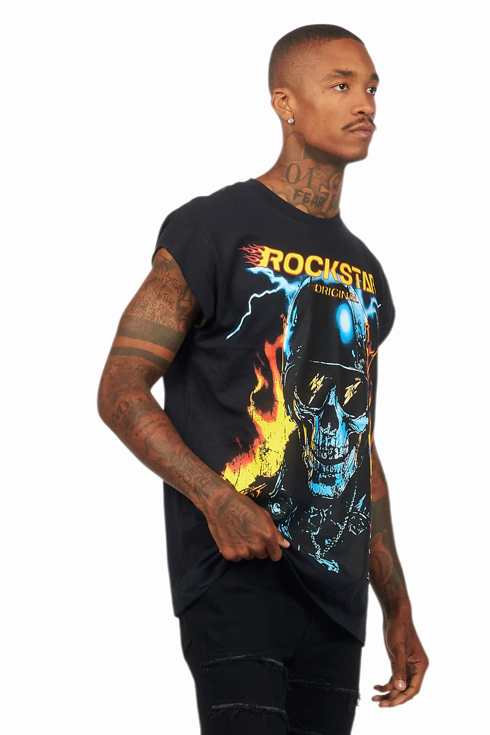 Balius Black Graphic Muscle T-Shirt Male Product Image