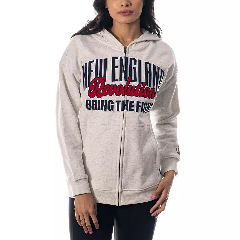 Women's The Wild Collective Gray New England Revolution Chenille Full-Zip Hoodie,  Product Image