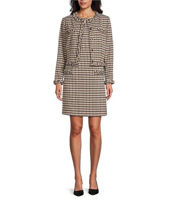 Preston & York Marcia Coordinating Novelty Plaid Crew Neck Jacket Product Image